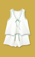 Pajama Tap Short & Camisole Set in White/Green (Ships early January)