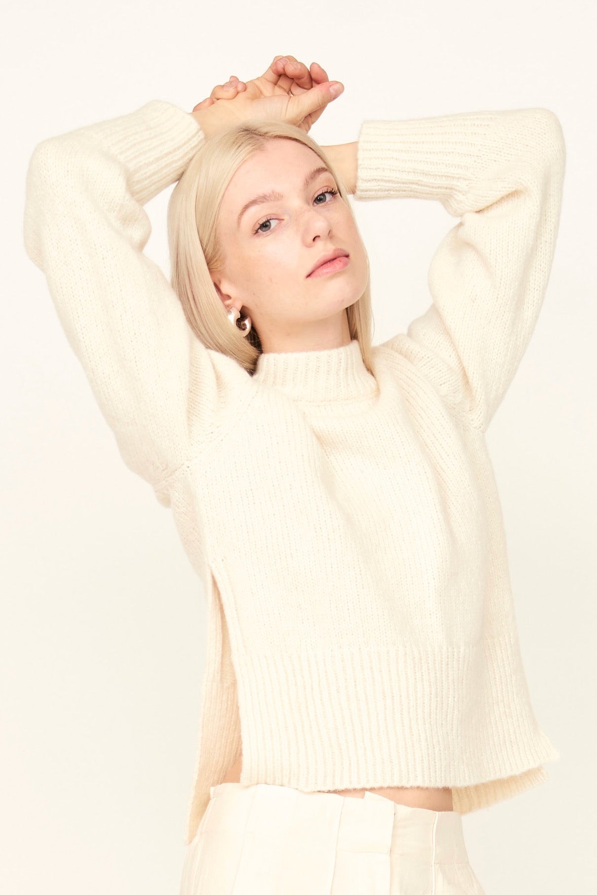 Aspen Open Side Pullover in Ivory