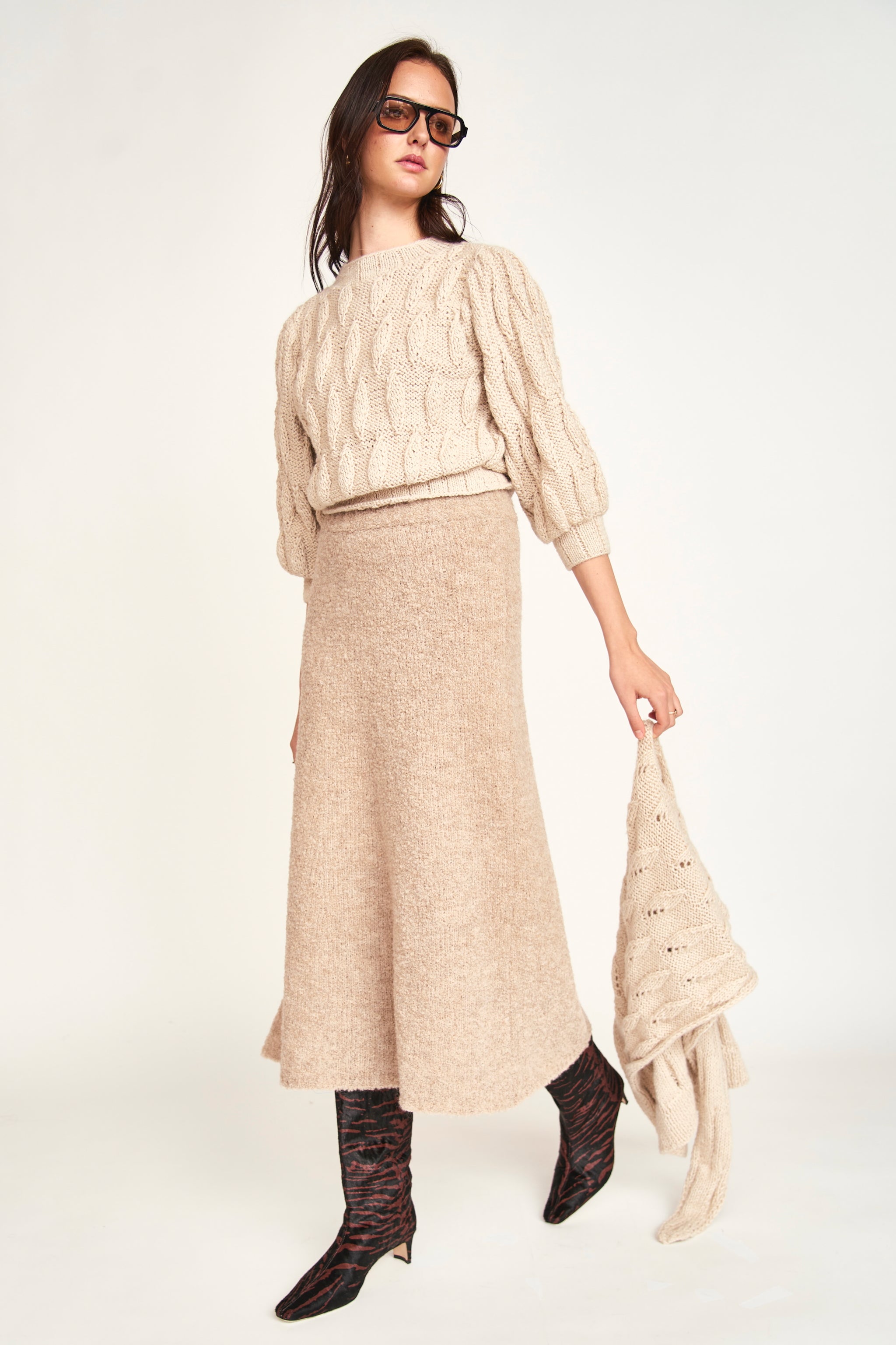 Estes Boucle Skirt in Graham Cracker