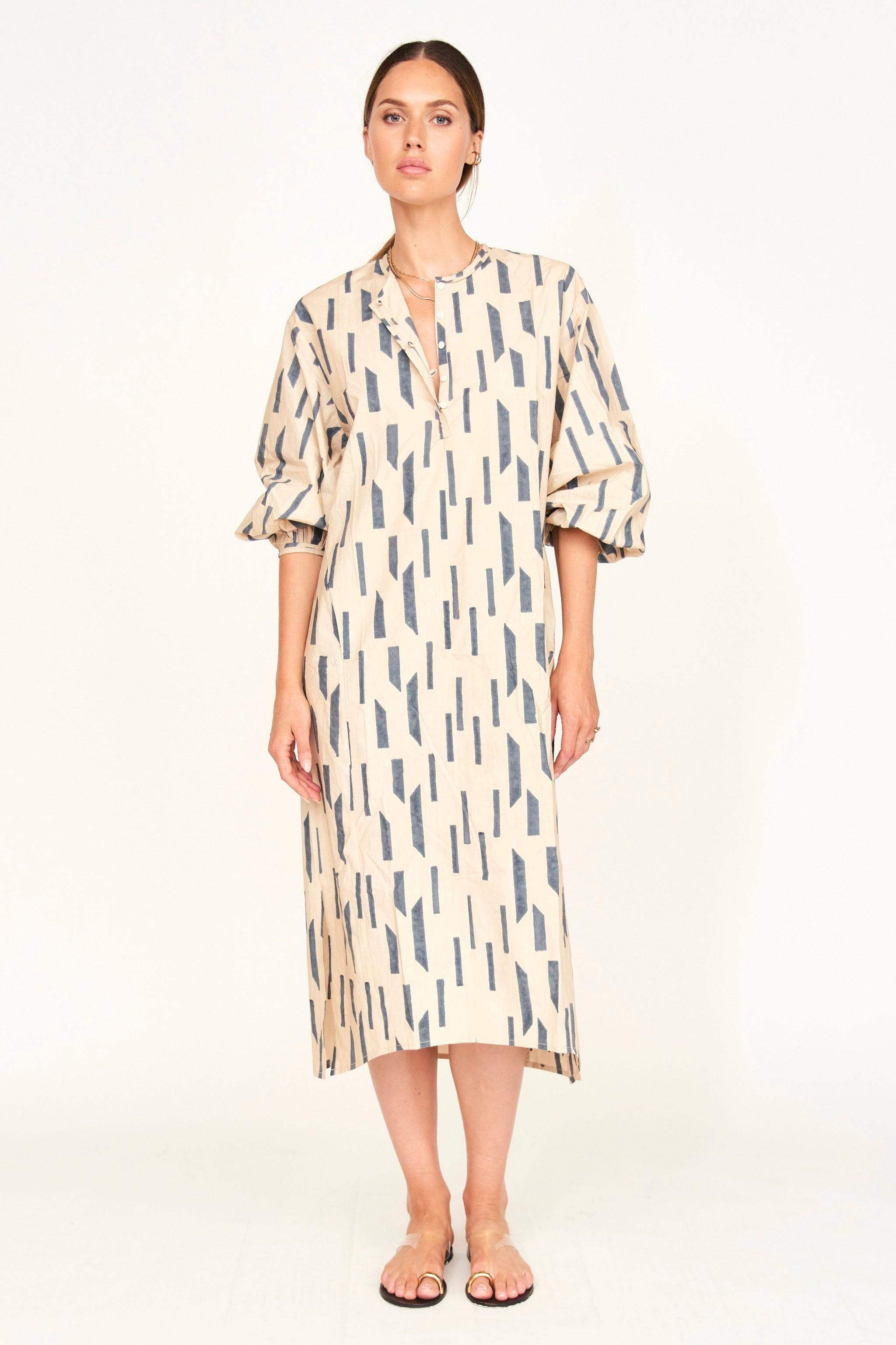 Kona Caftan in Parchment Rainfall