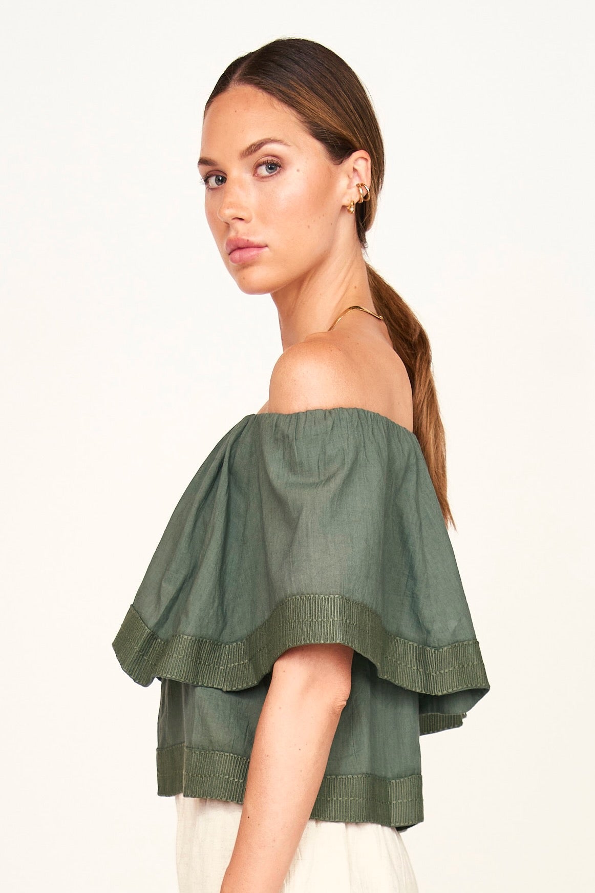 Pondicherry Top in Verde Fossil