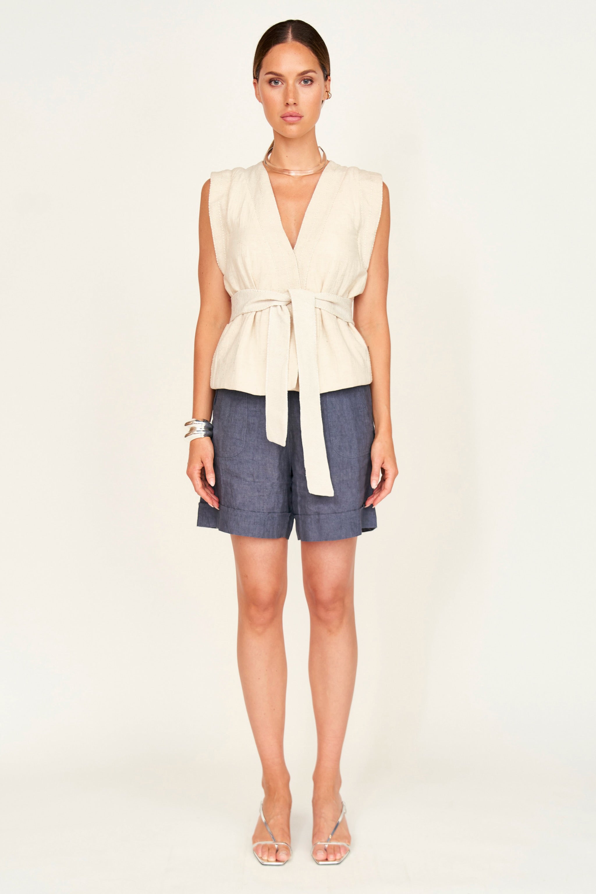 Rouen Quilted Vest in Oat Fossil