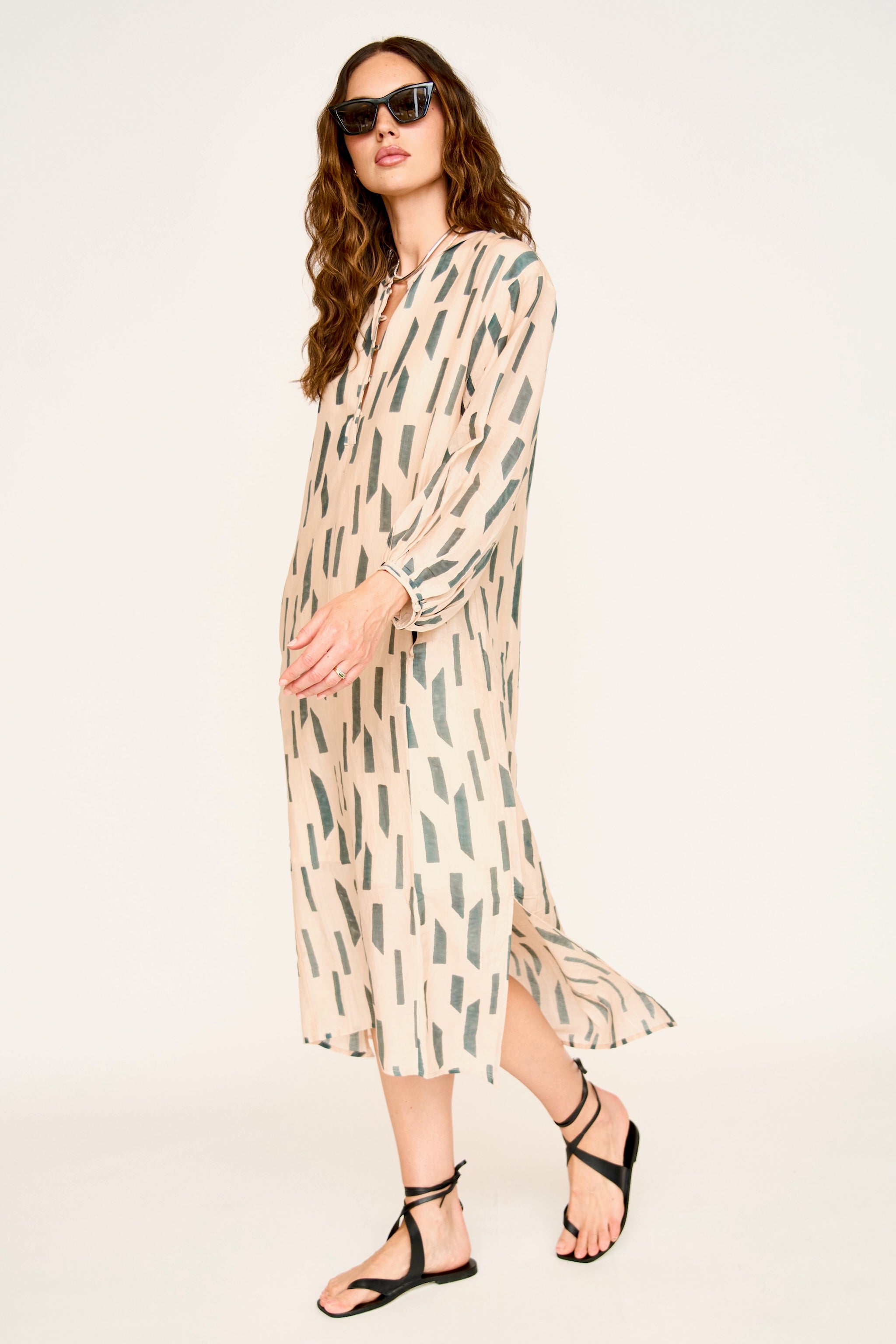 Kona Caftan in Parchment Rainfall