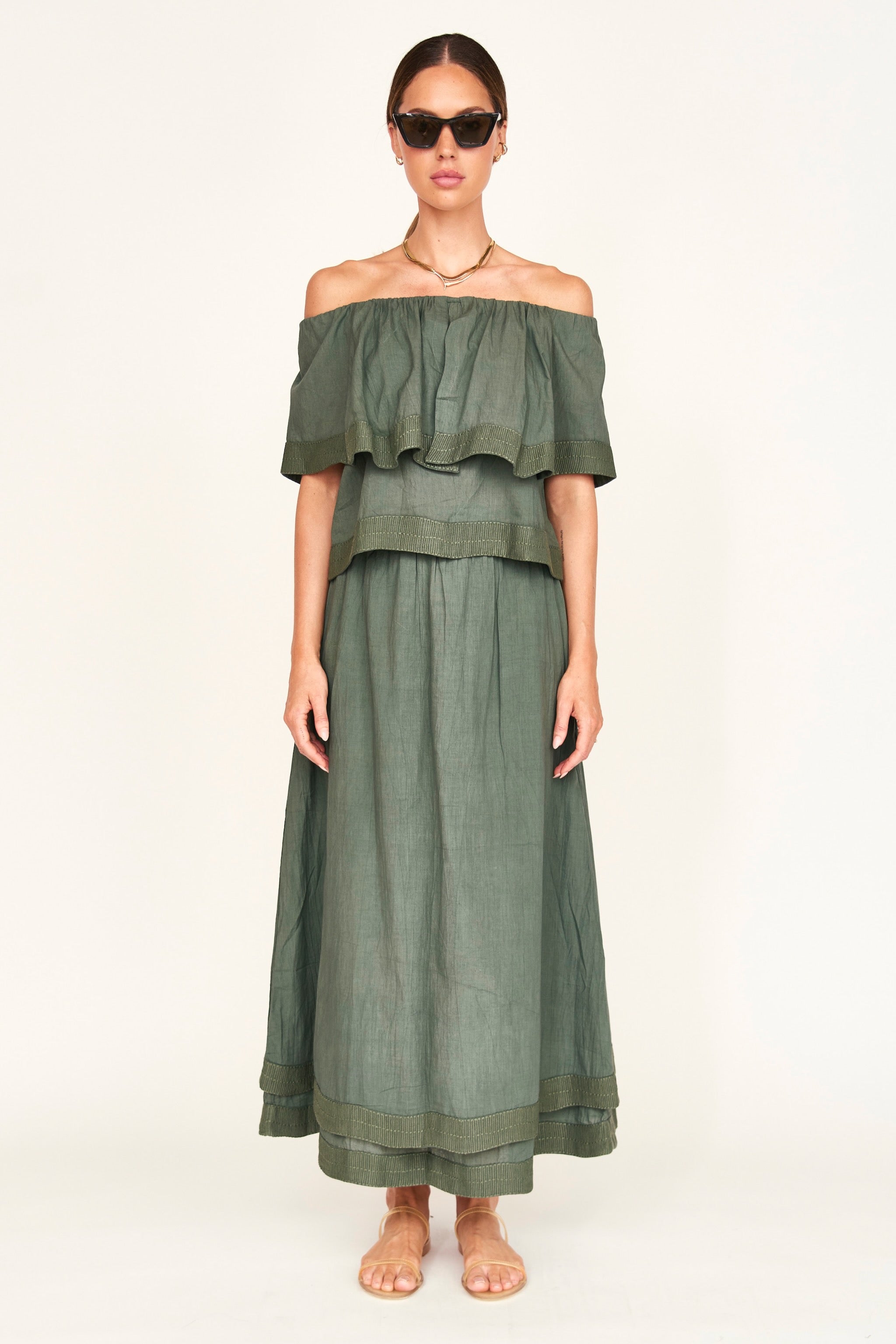 Pondicherry Top in Verde Fossil