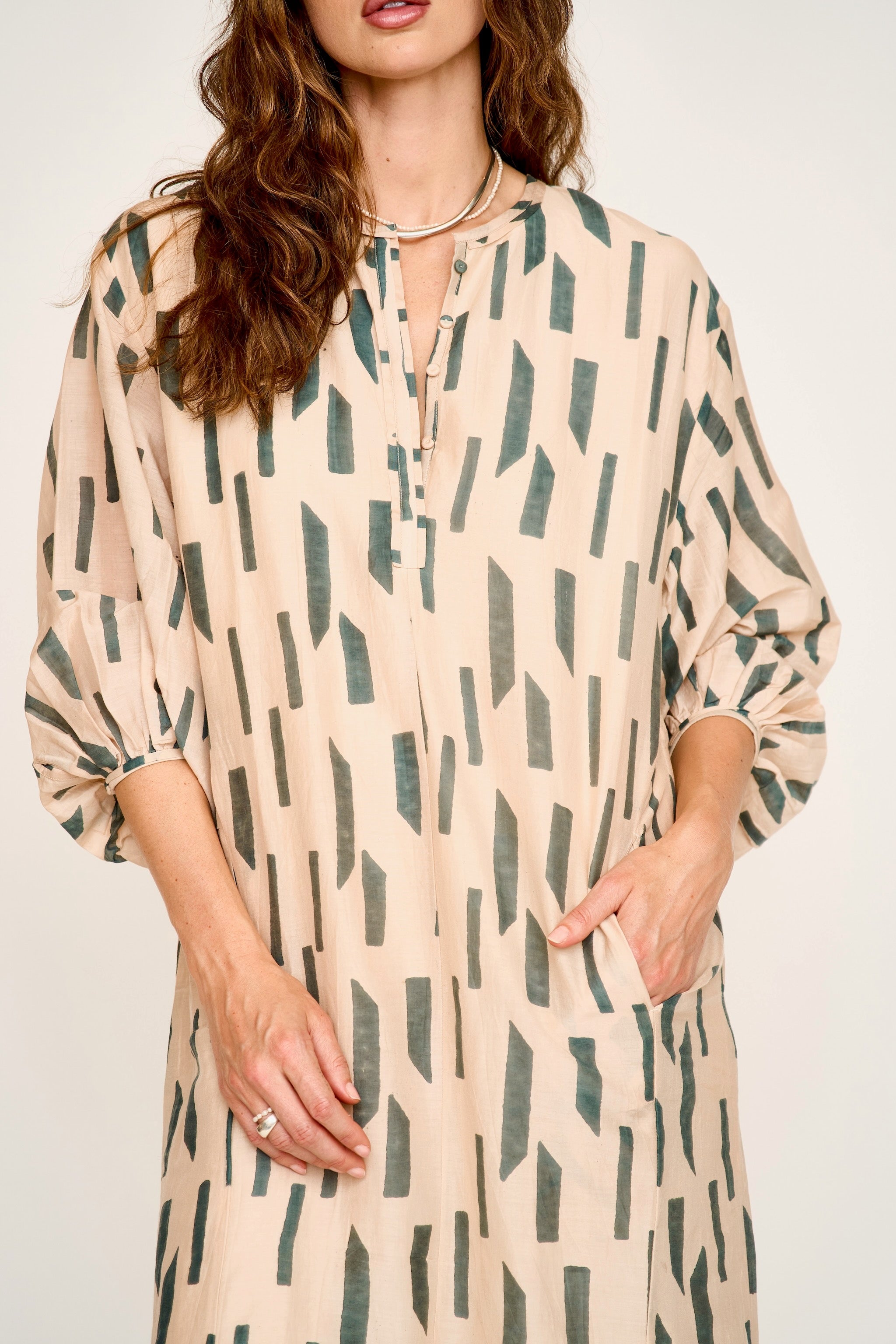 Kona Caftan in Parchment Rainfall