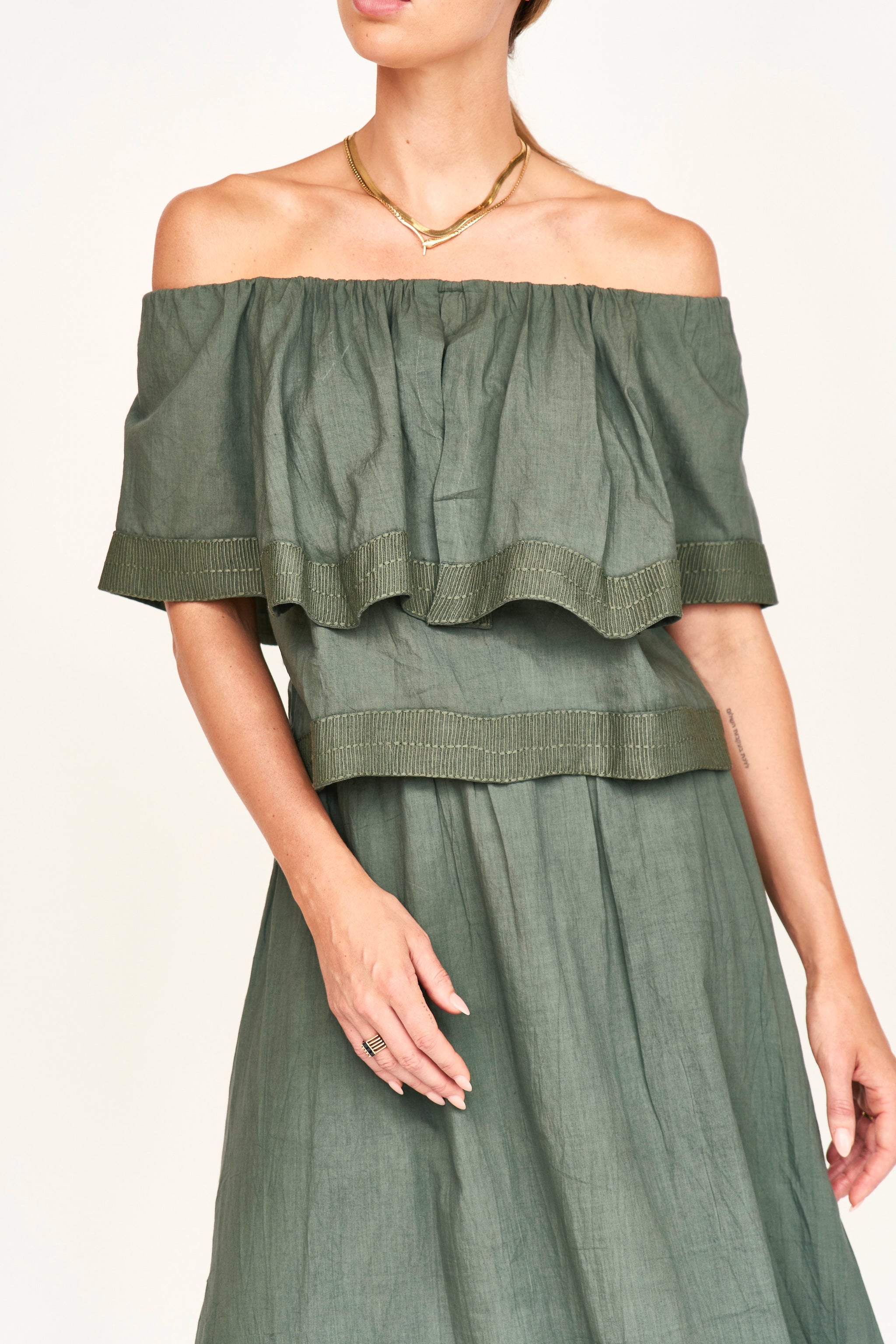 Pondicherry Top in Verde Fossil