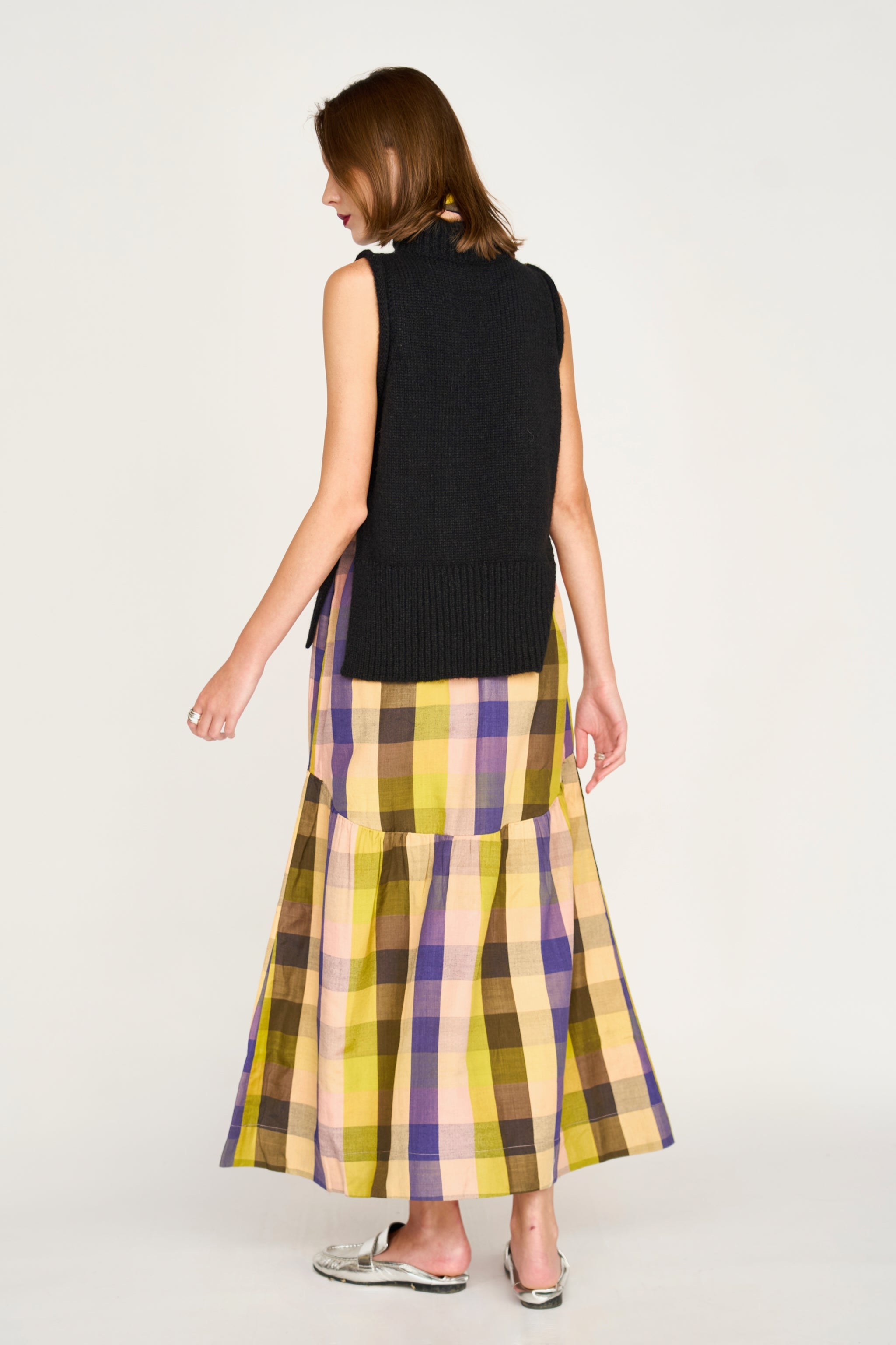 Brighton Skirt in Citron Plaid