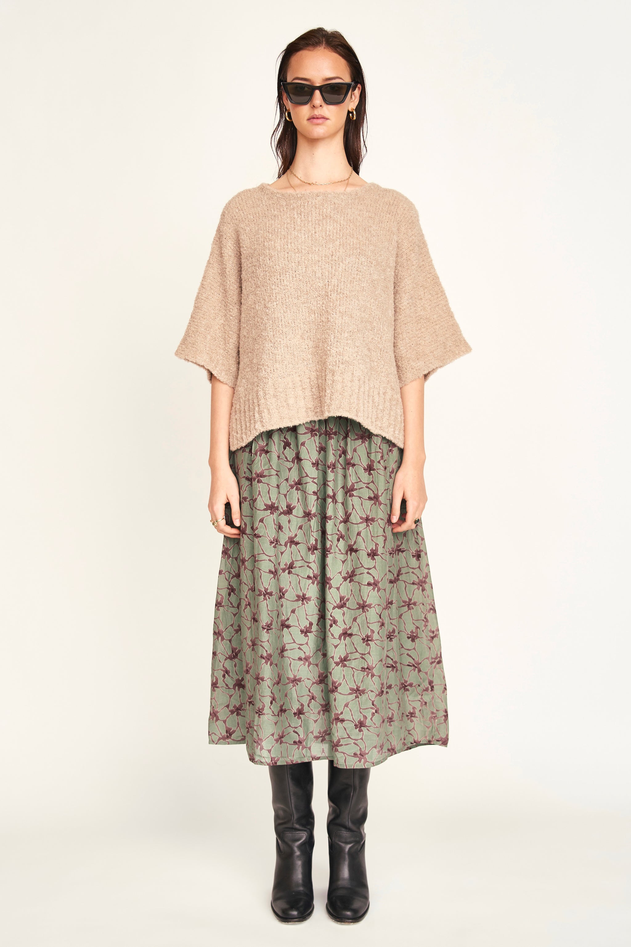 Fez Boucle Top in Graham Cracker