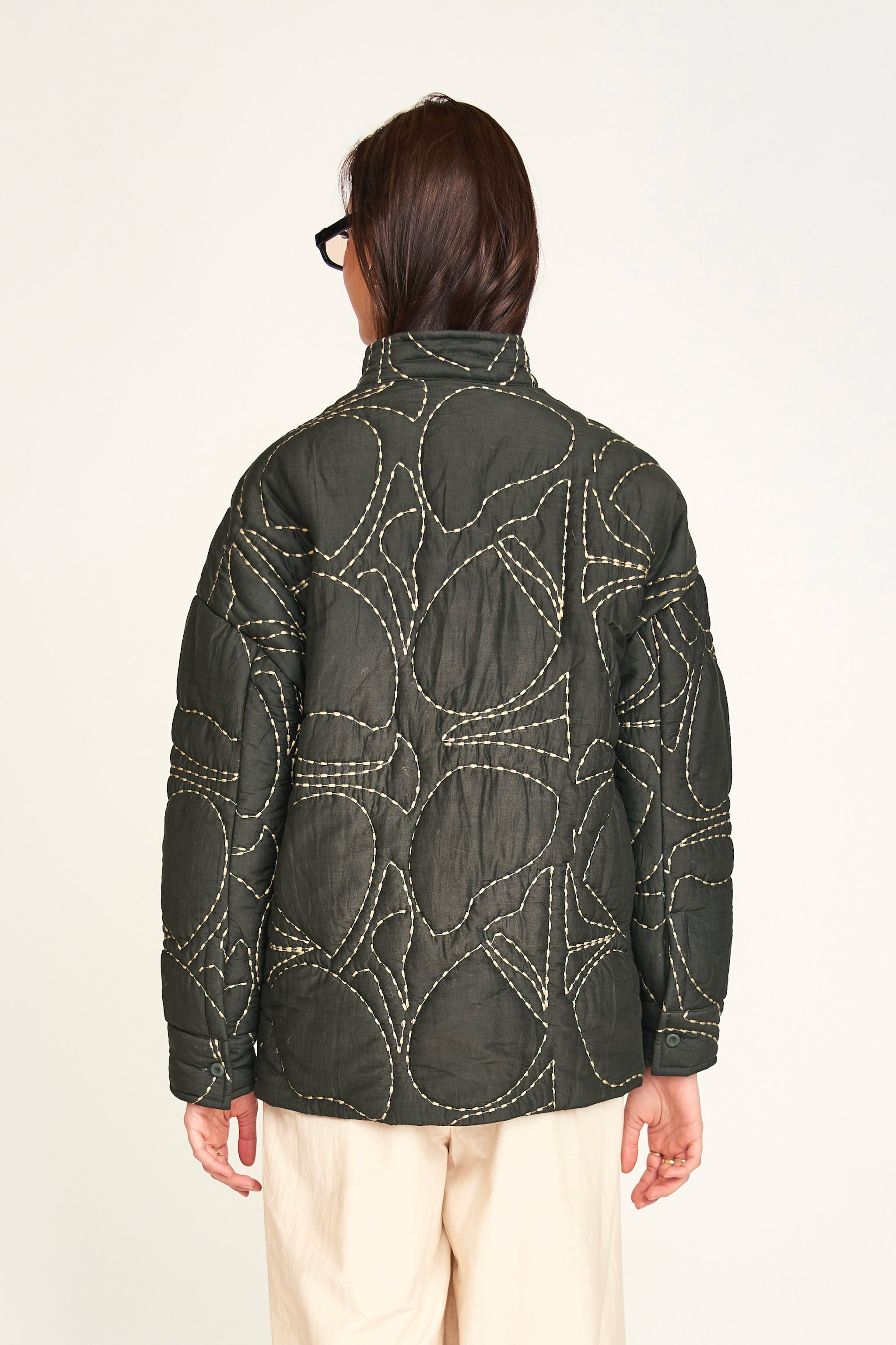 Tahoe Quilted Jacket in Charcoal Jurassic Kantha