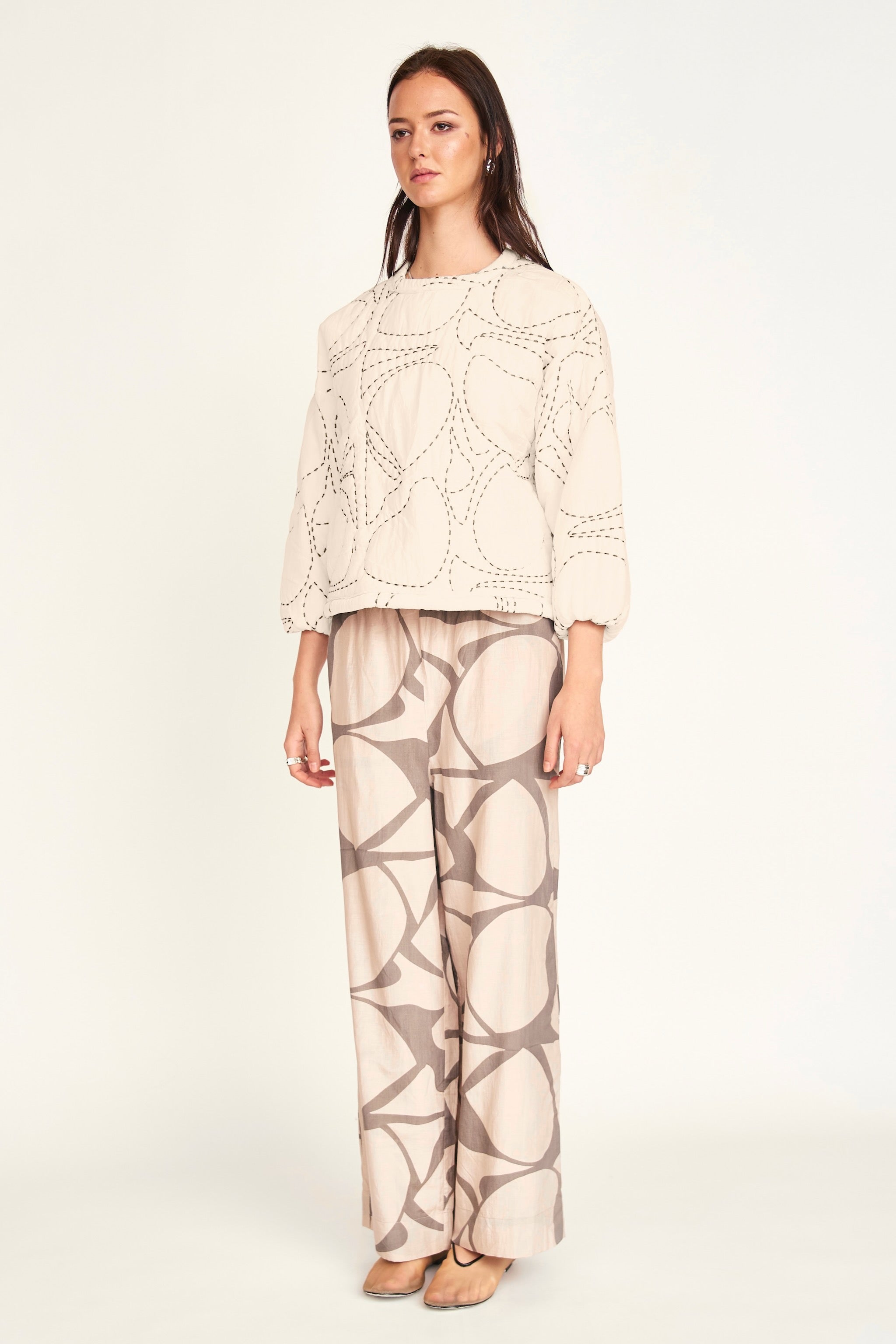 Yukon Quilted Sweatshirt in Ivory Jurassic Kantha