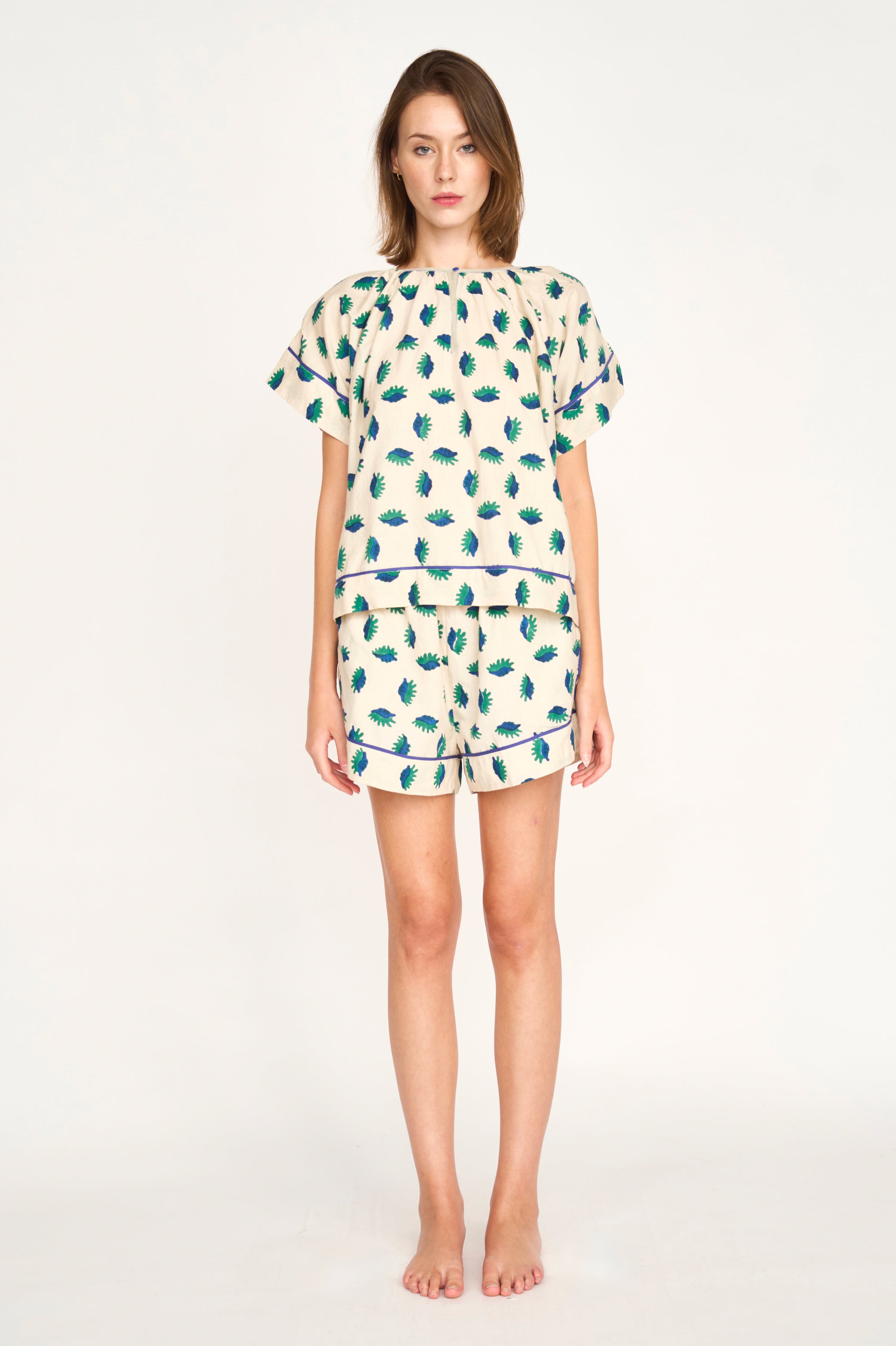 Pajama Short Set in Tide Pool (Ships early January)