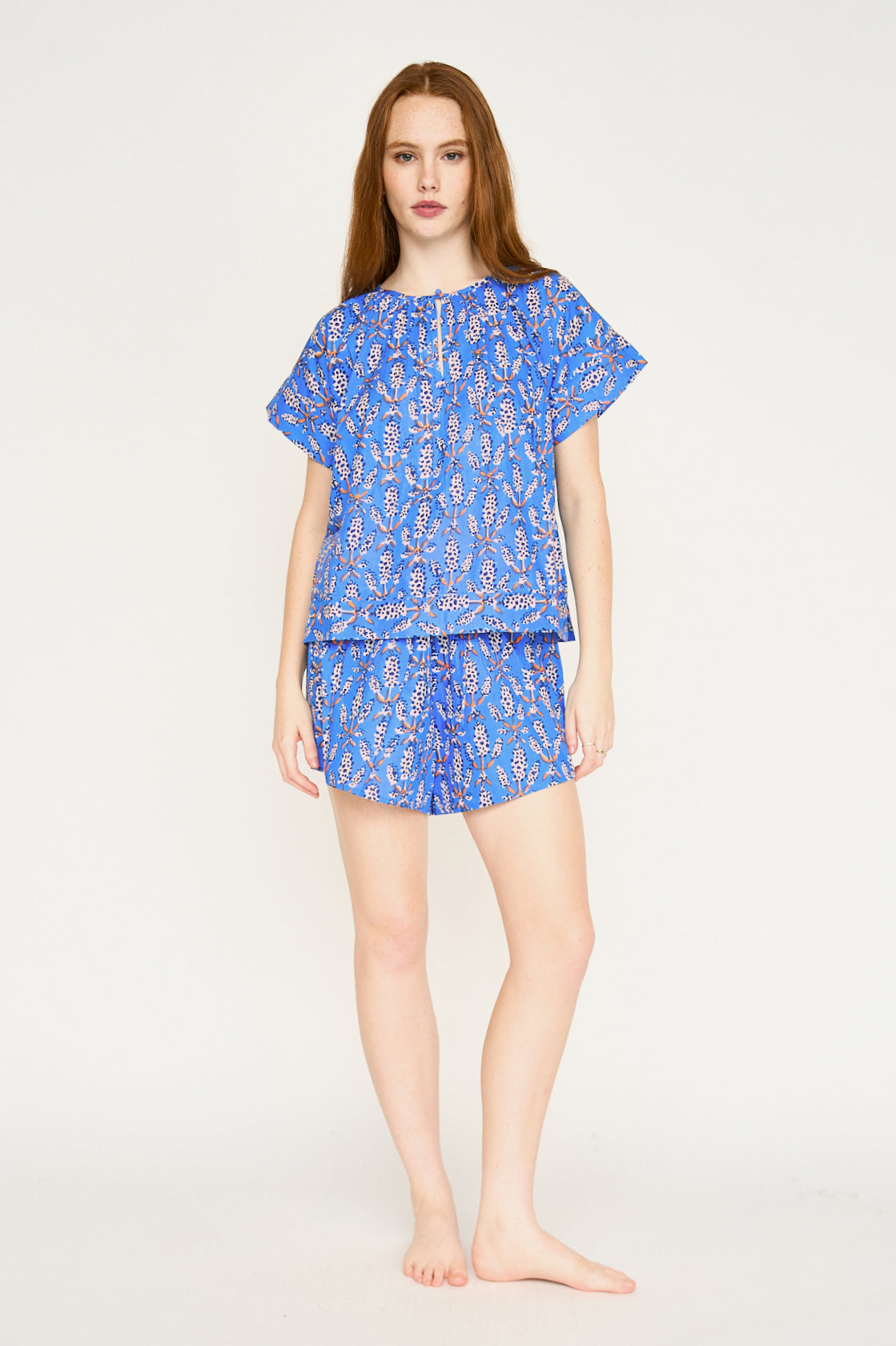 Pajama Tap Short Set in Bluebonnet (Ships early January)