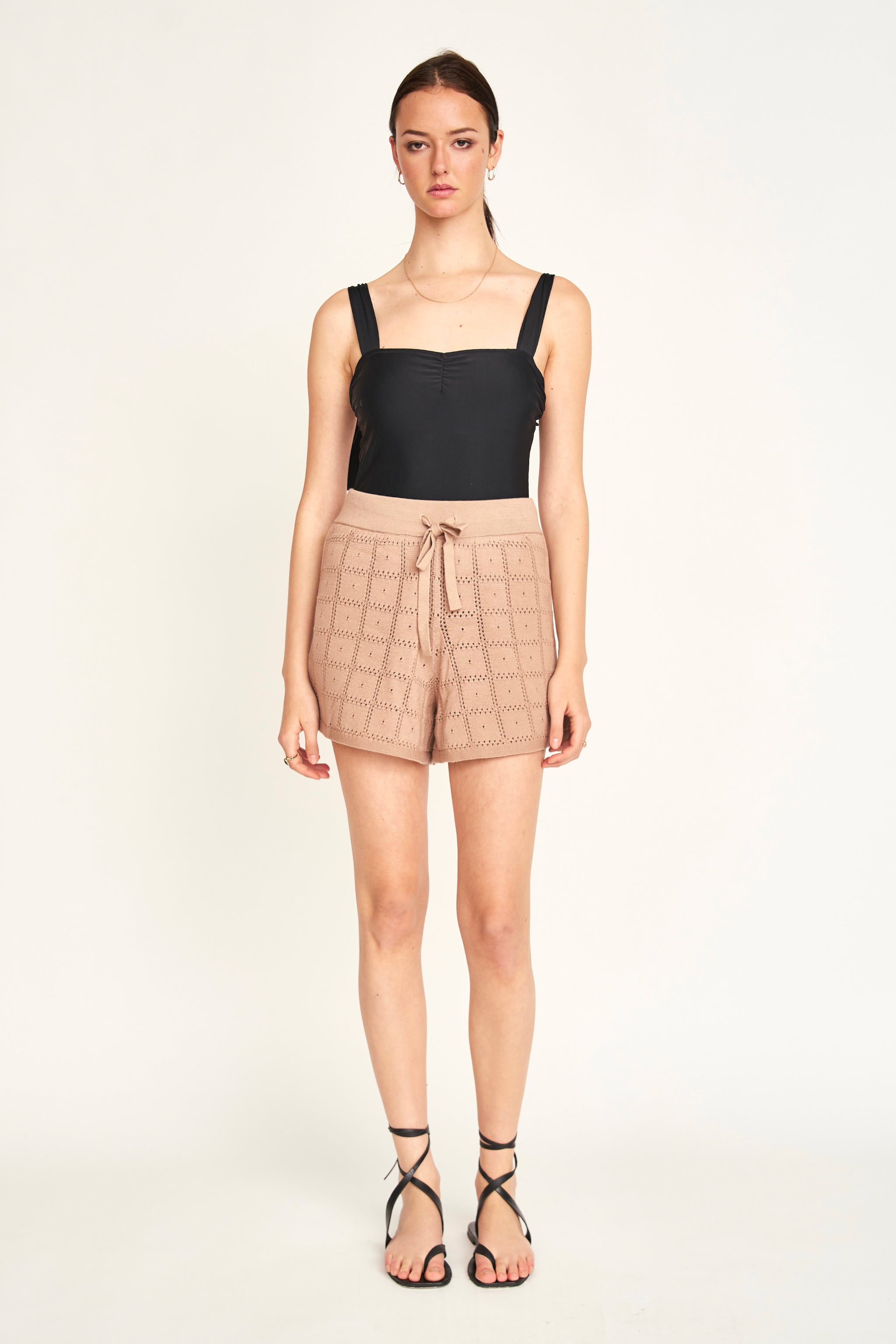 Petra Pointelle Knit Short in Mocha